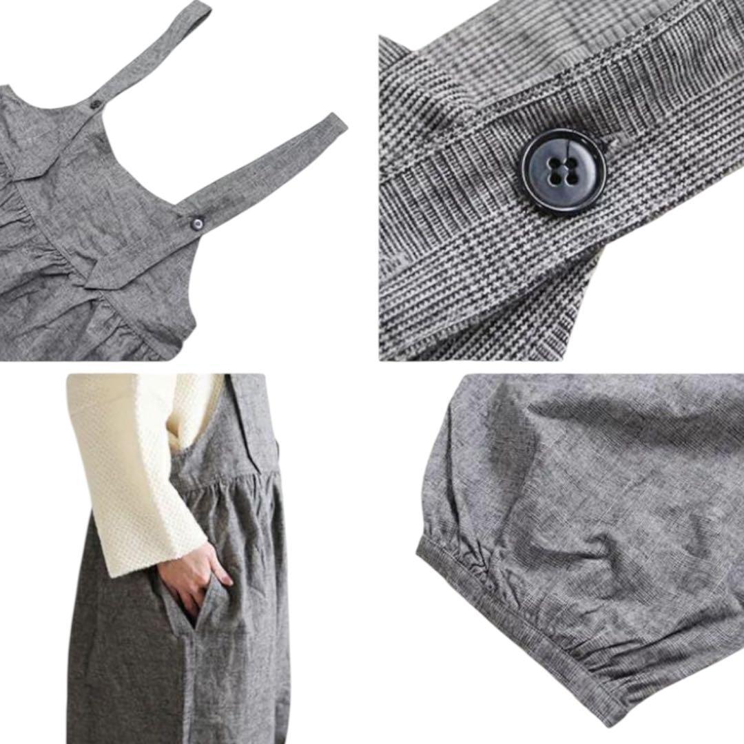 ichi イチ 微起毛サロペット　ストライプ　バルーンシルエット　ゆったり