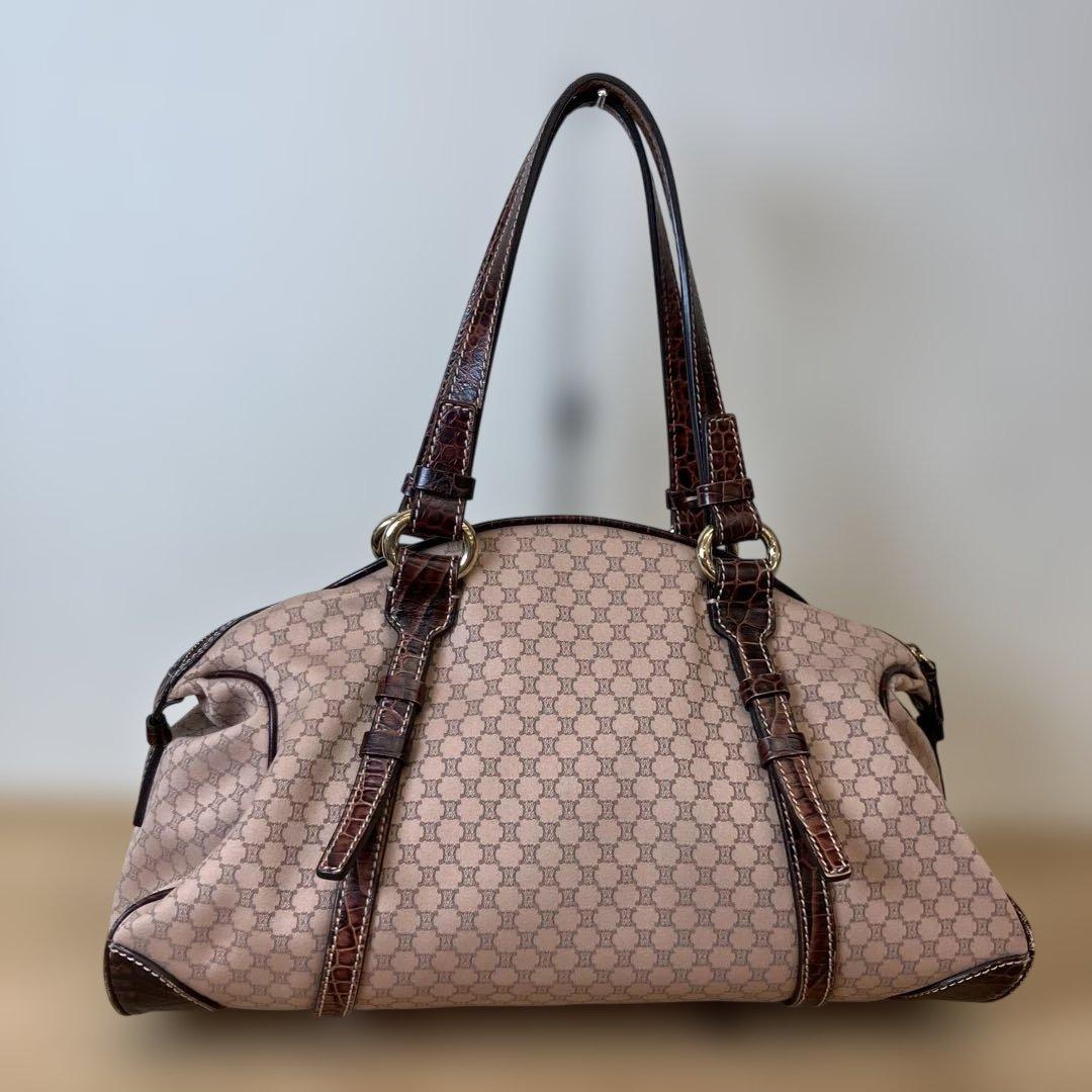 CELINE セリーヌ ボストンバッグ ピンクベージュ キャンバス 保存袋付き