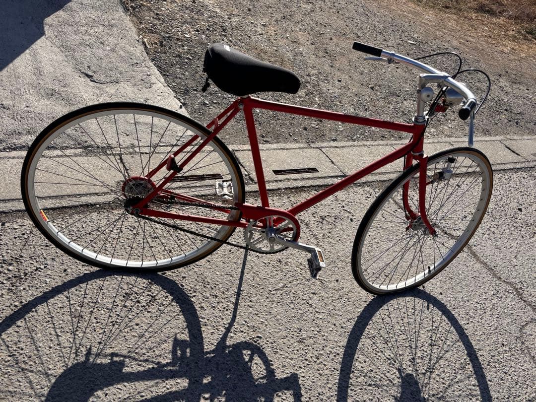 レトロ風 自転車 シングルギア 赤 中古 現状渡し