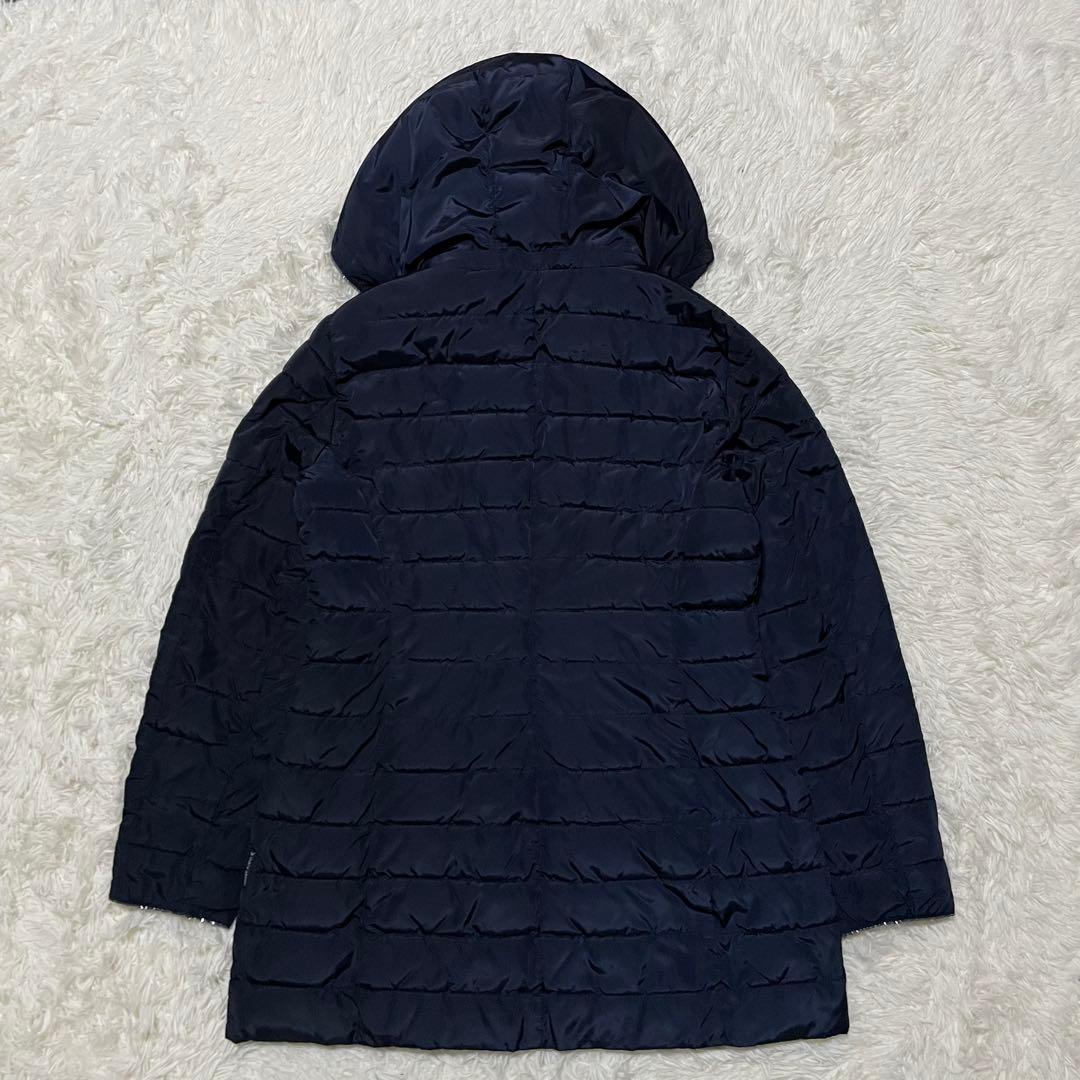 ARMANI JEANS 中綿　2way フーディ　ロングコート　AJ金具　紺色