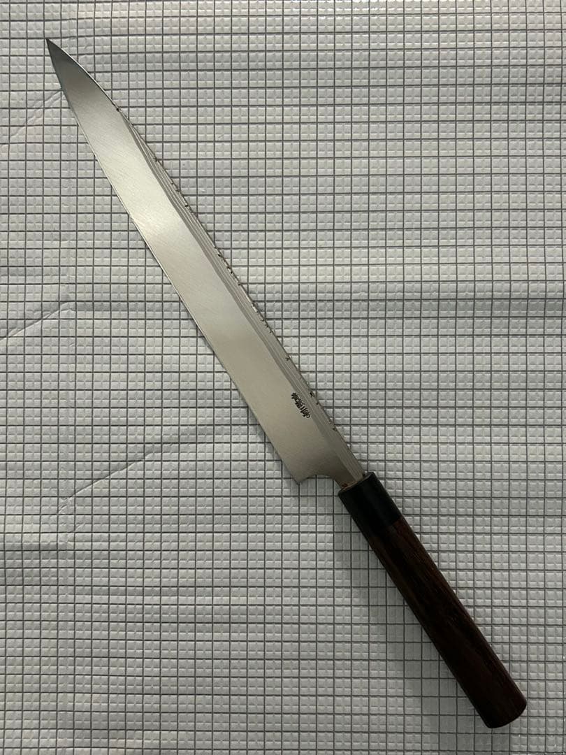 柳刃包丁 包丁 300mm 安来鋼青紙２号 ダマスカス 紫檀シノギ柄 ③