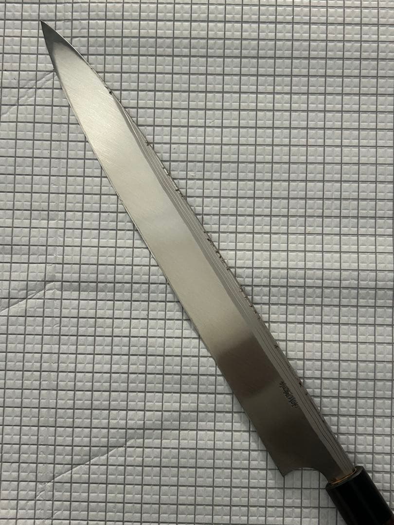柳刃包丁 包丁 300mm 安来鋼青紙２号 ダマスカス 紫檀シノギ柄 ③