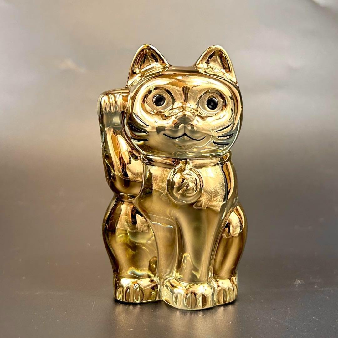 【極美品】Baccarat バカラ 招き猫 まねき猫　置物　ゴールド　金