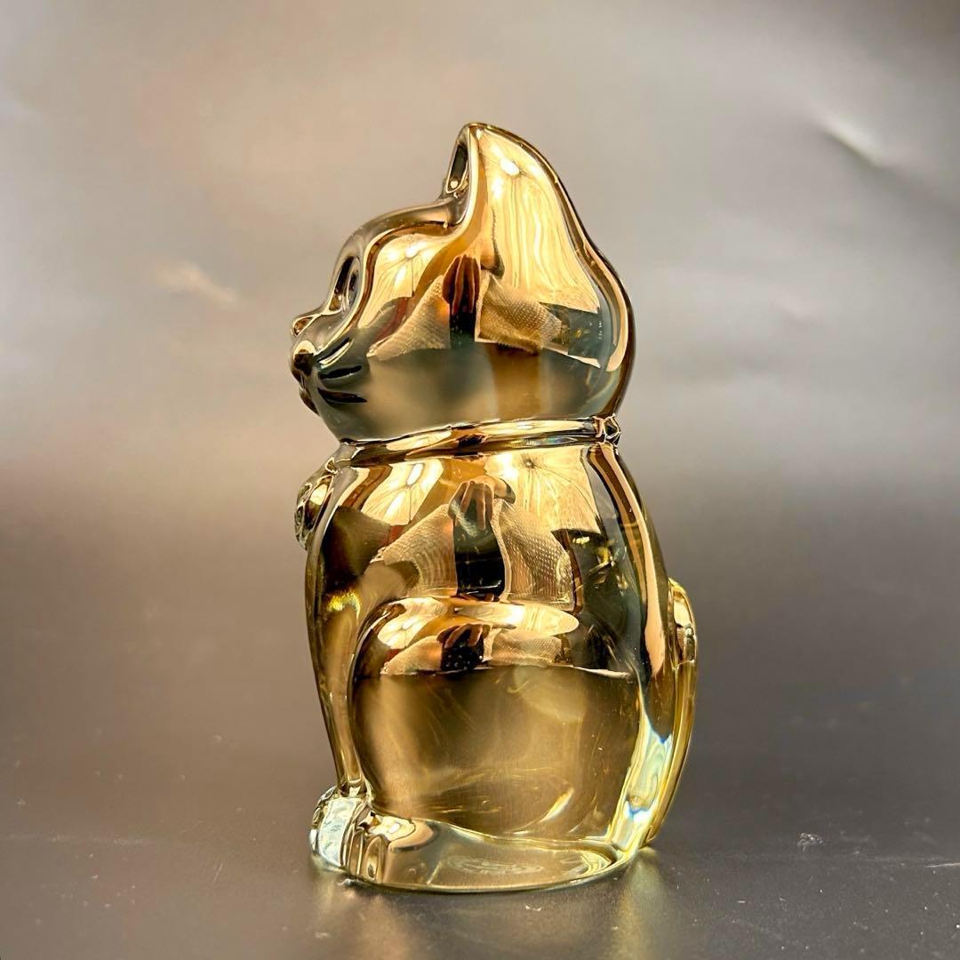 【極美品】Baccarat バカラ 招き猫 まねき猫　置物　ゴールド　金