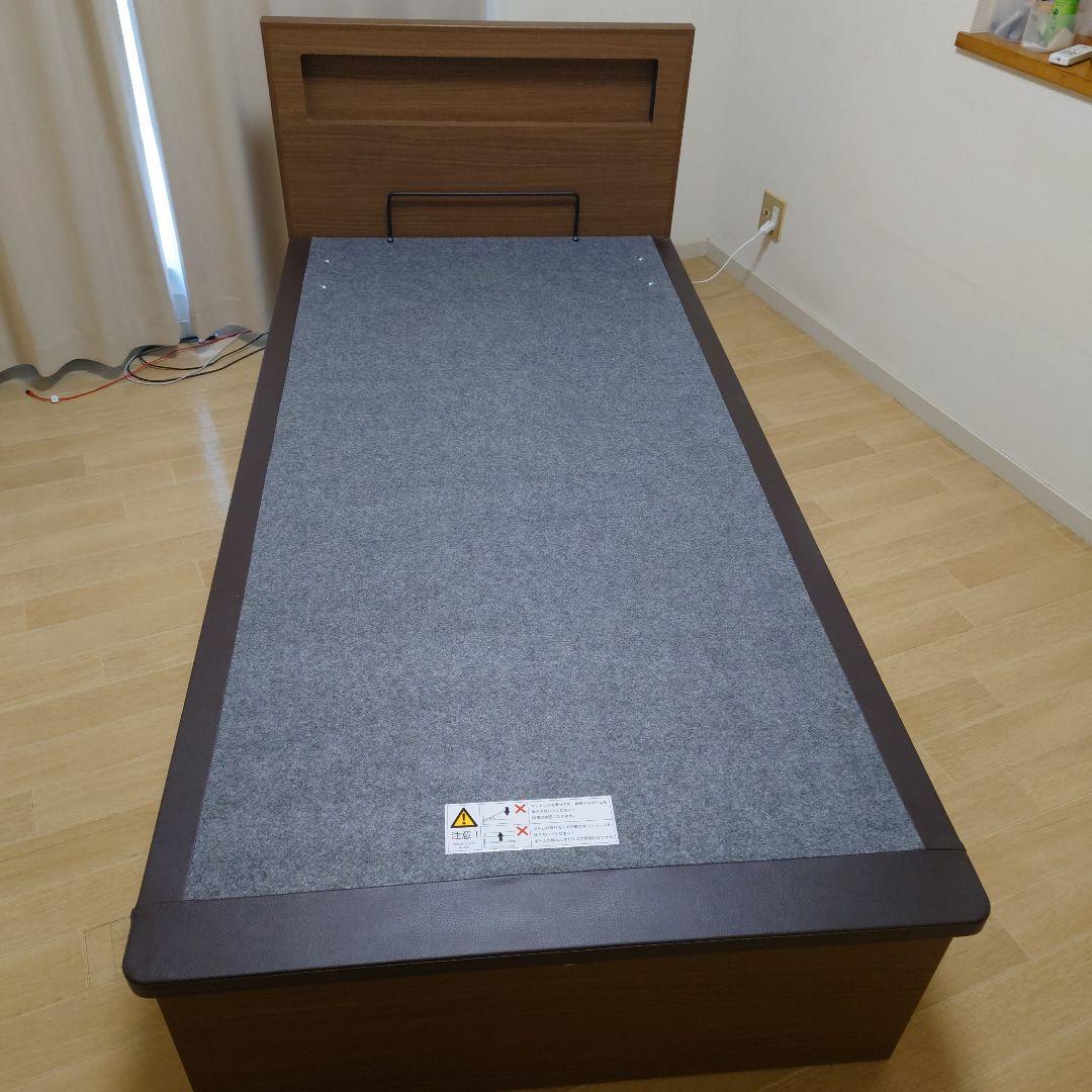 シングルベッドフレーム 収納付き ブラウン