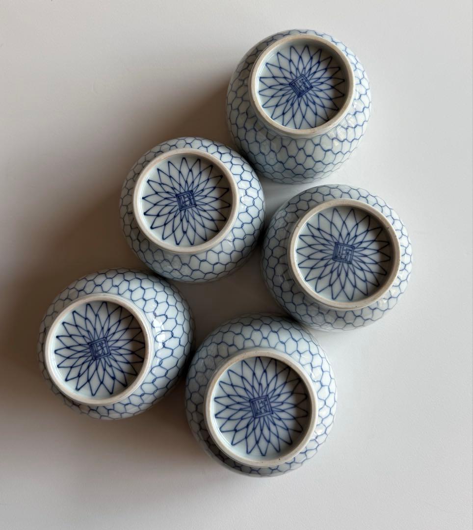 【京焼・清水焼】芳山窯　染付網目　鉢5個セット
