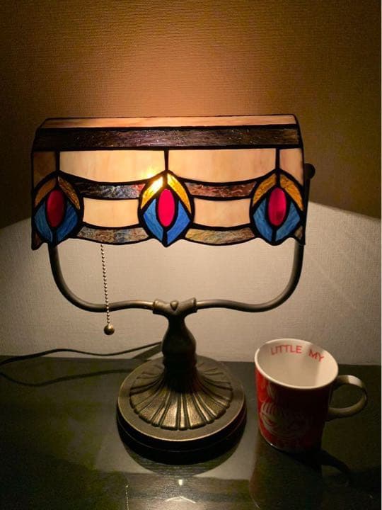 ステンドグラスランプ　孔雀