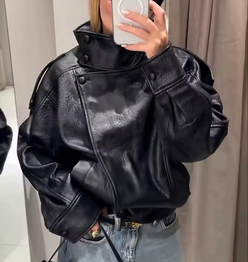 【新品 未使用】　フェイクレザージャケット　　 Sサイズ　ブラック　最終値下げ
