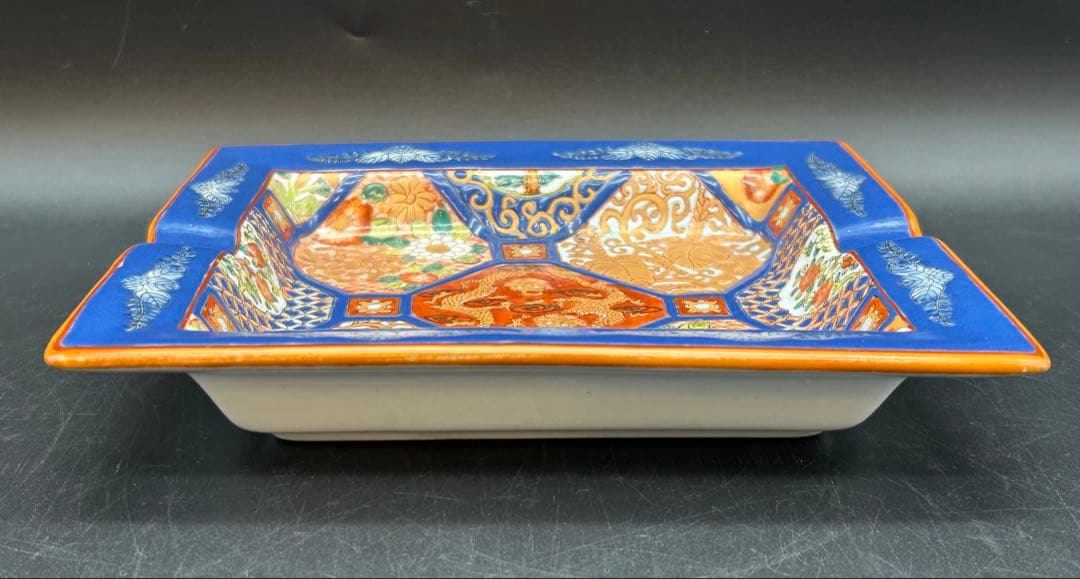 中国美術 有間居監製灰皿　龍 手描き　陶磁器　灰皿　アンティーク