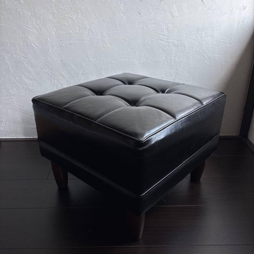 オールド カリモク オットマン スツール スタンダード ブラック ヴィンテージ②