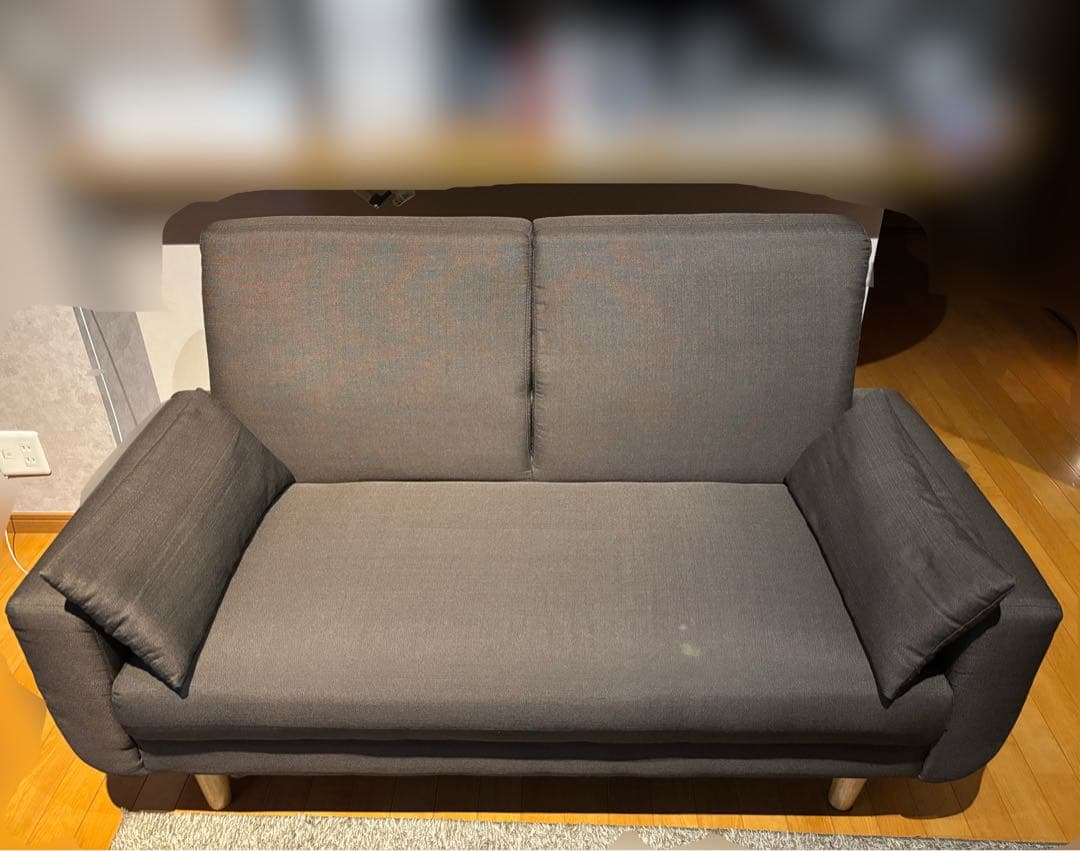 引き取り限定 2人掛けソファ ブラウン 幅146.5cm