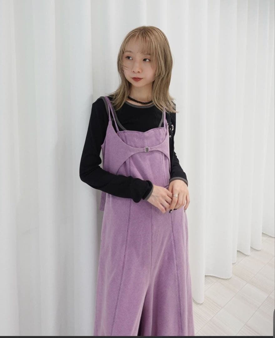 サロペット・オーバーオール・オールインワン AMERI DENIM LIKE VOLUME CAMI ROMPERS