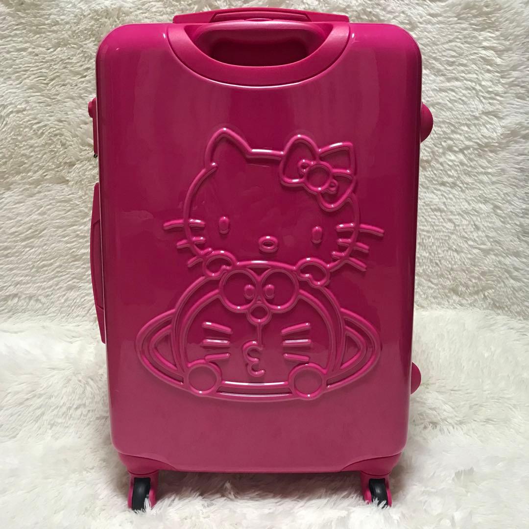 【美品】ハローキティ ドラえもん コラボ スーツケース ピンク キャリーバッグ