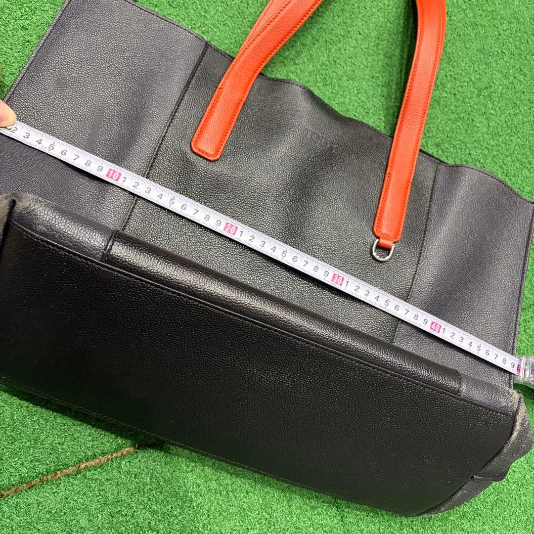 TODS 希少！メンズ　レザートートバッグ　ブラック　オレンジ　中古品