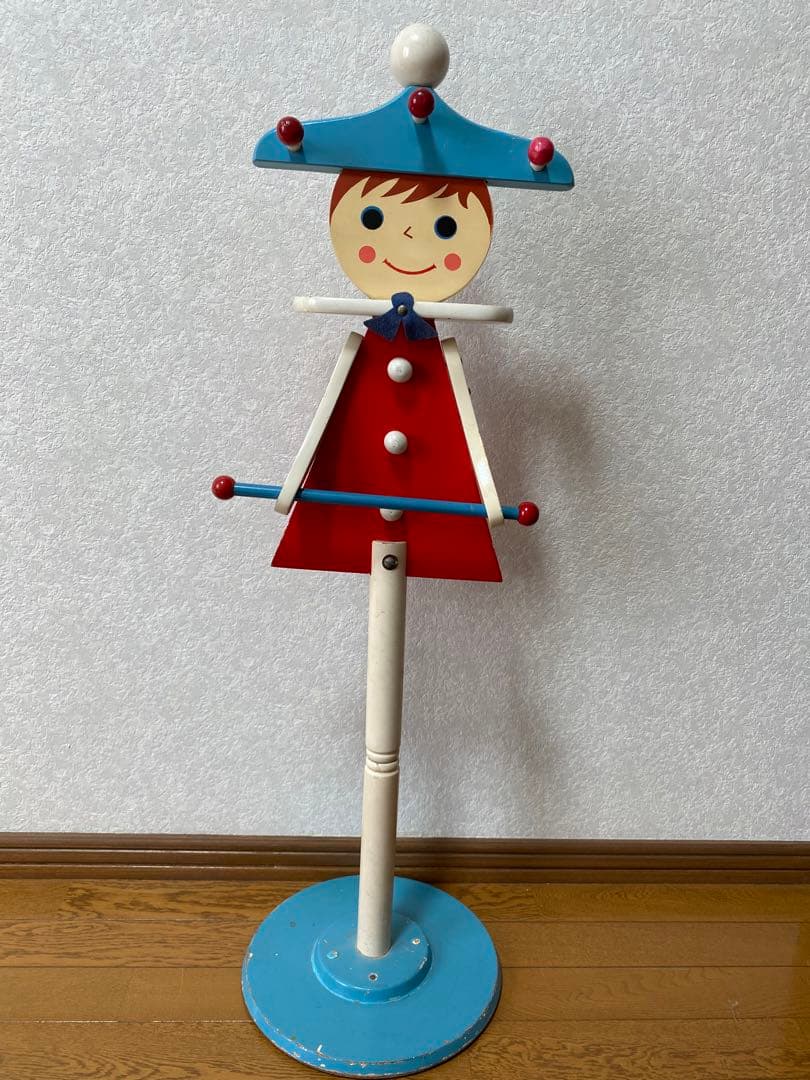 レア物　昭和レトロ　お人形の形のポールハンガー　子供用洋服掛け　ランドセル掛け
