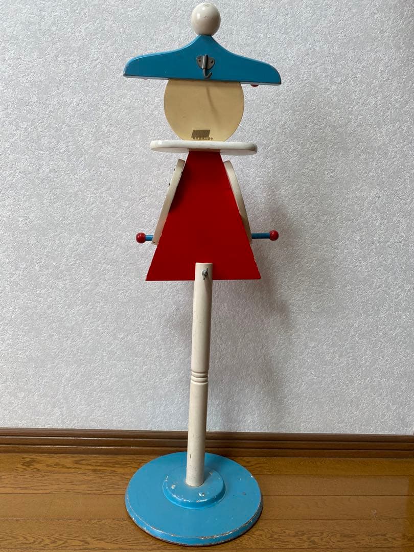 レア物　昭和レトロ　お人形の形のポールハンガー　子供用洋服掛け　ランドセル掛け