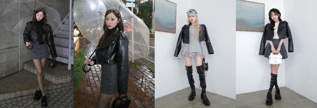 ダーリッチ darich ドロップショートライダースジャケット ブラック BLK