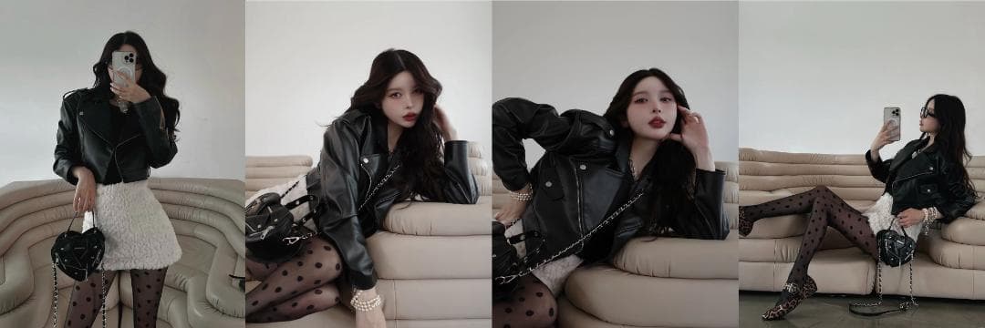 ダーリッチ darich ドロップショートライダースジャケット ブラック BLK