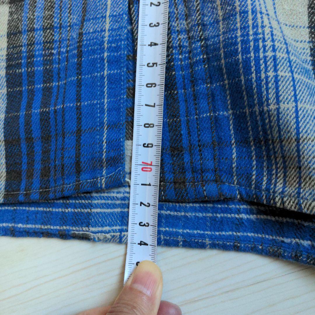 60s ヘヴィーネルシャツ マチ付き オンブレ マチネル シャドー ブルー