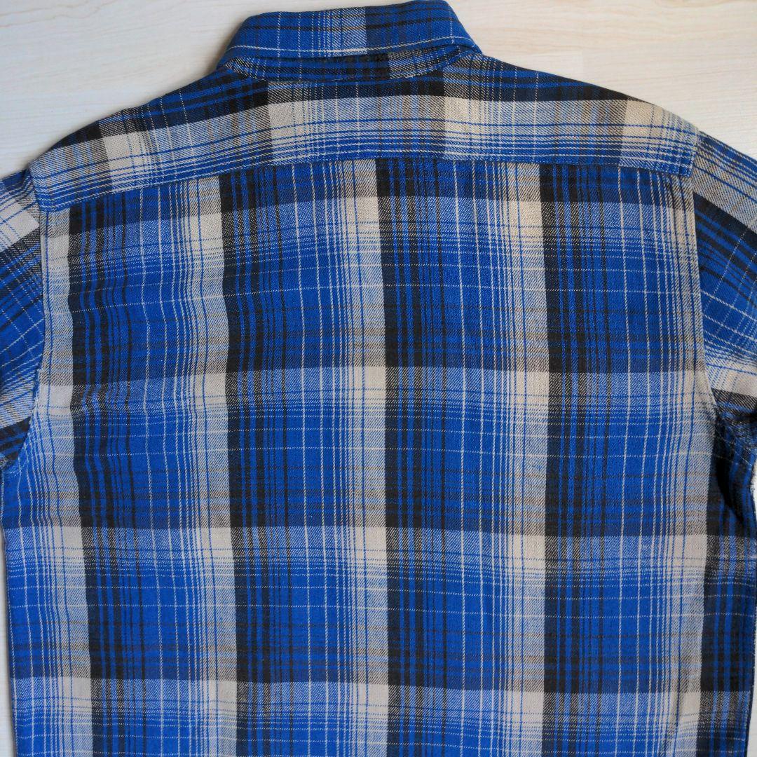 60s ヘヴィーネルシャツ マチ付き オンブレ マチネル シャドー ブルー