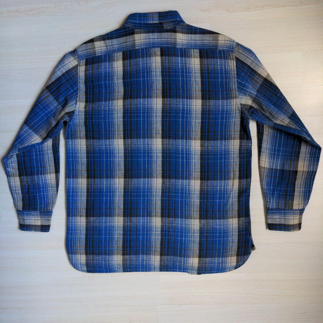 60s ヘヴィーネルシャツ マチ付き オンブレ マチネル シャドー ブルー