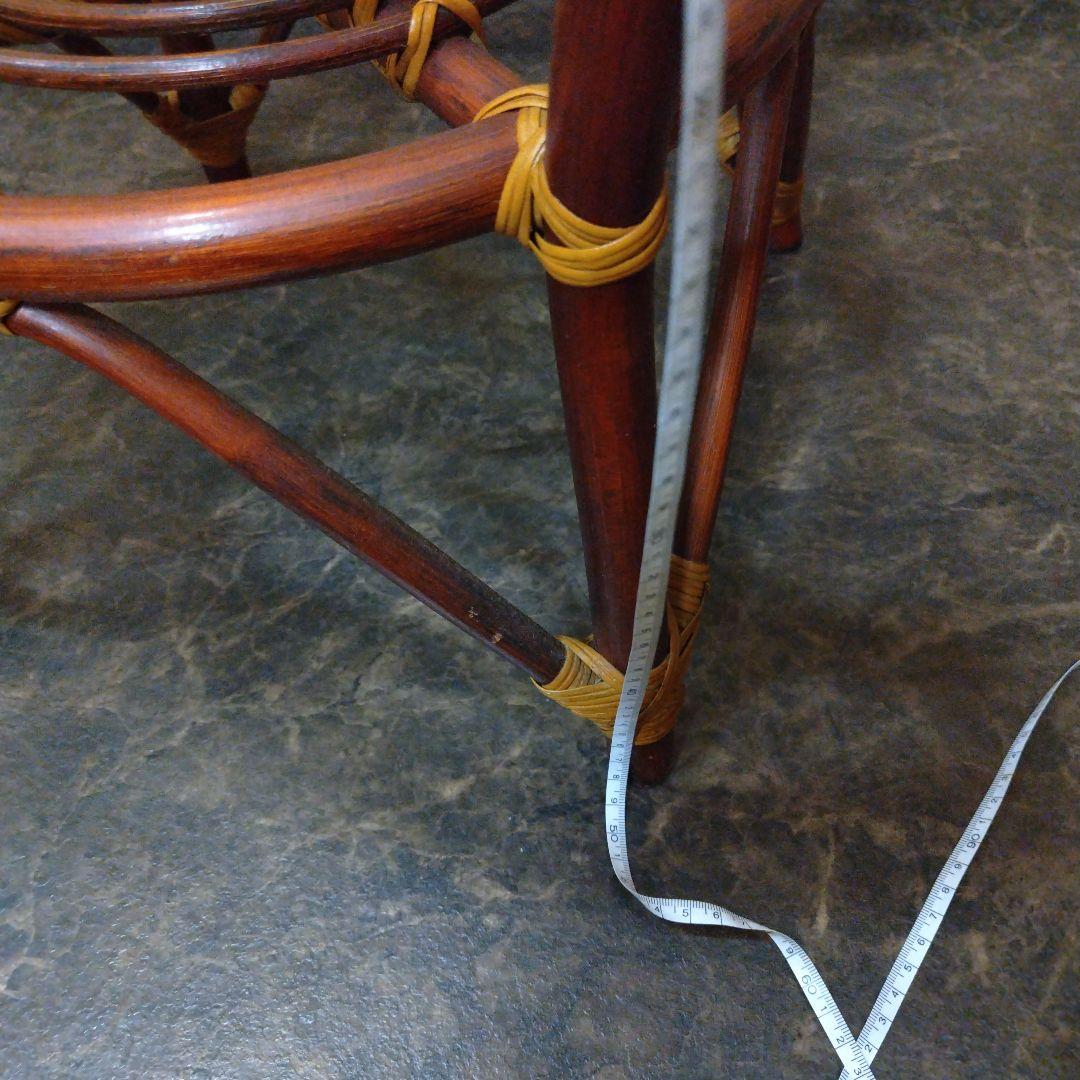 ラタン円形ガラス天板サイドテーブル　ローテーブル