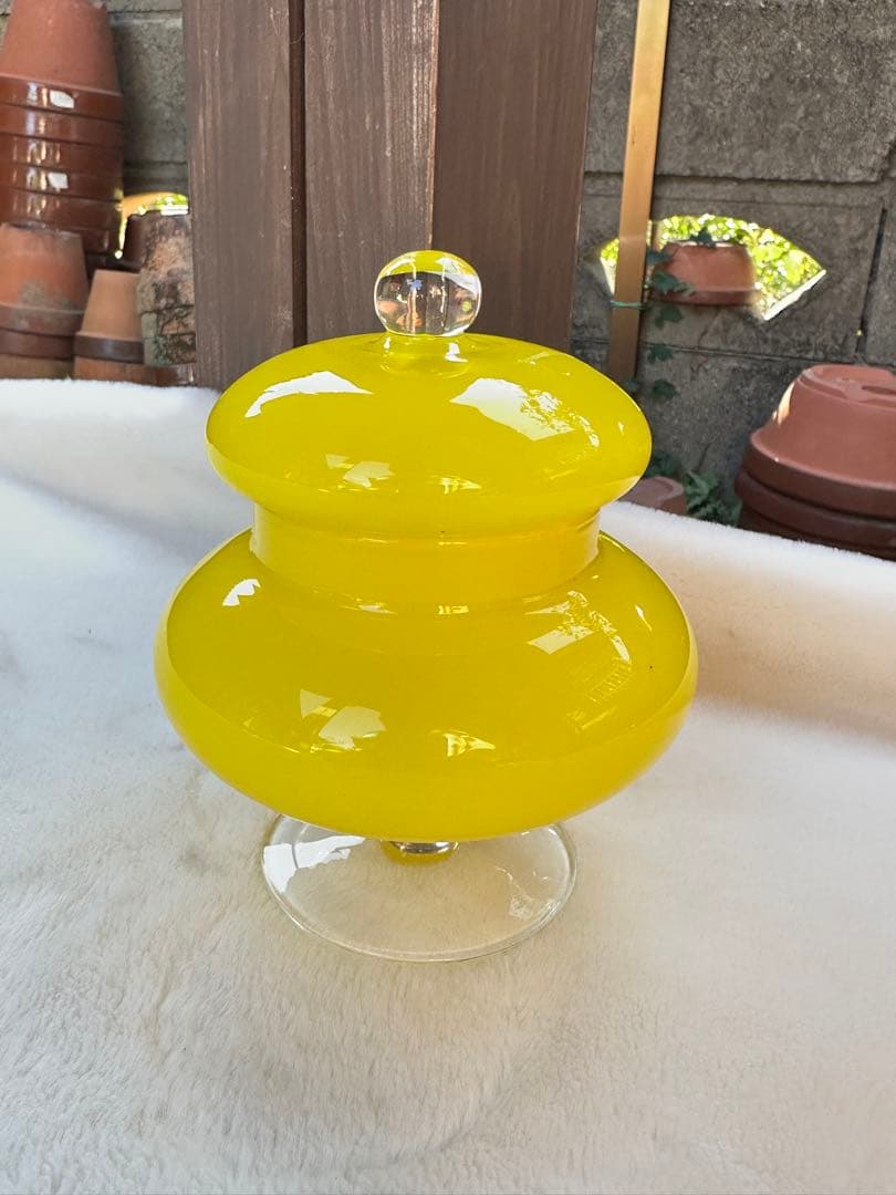 昭和レトロ　キャンディポット　スペースエイジ　ミッドセンチュリー　ガラス製　新品