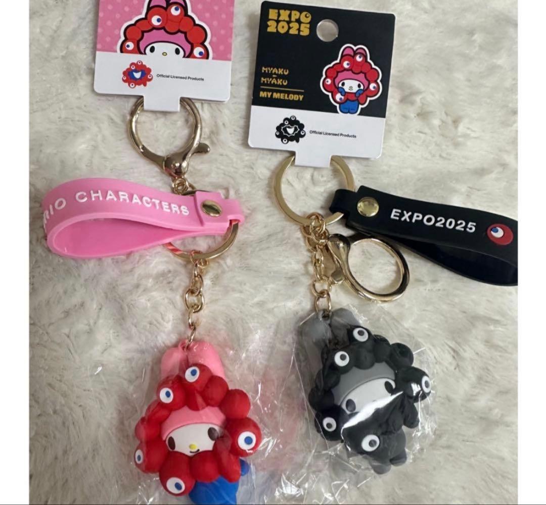 T*M様 マイメロディ　2点　会場限定　黒ミャクミャクモノクロ、カラーキーホルダ