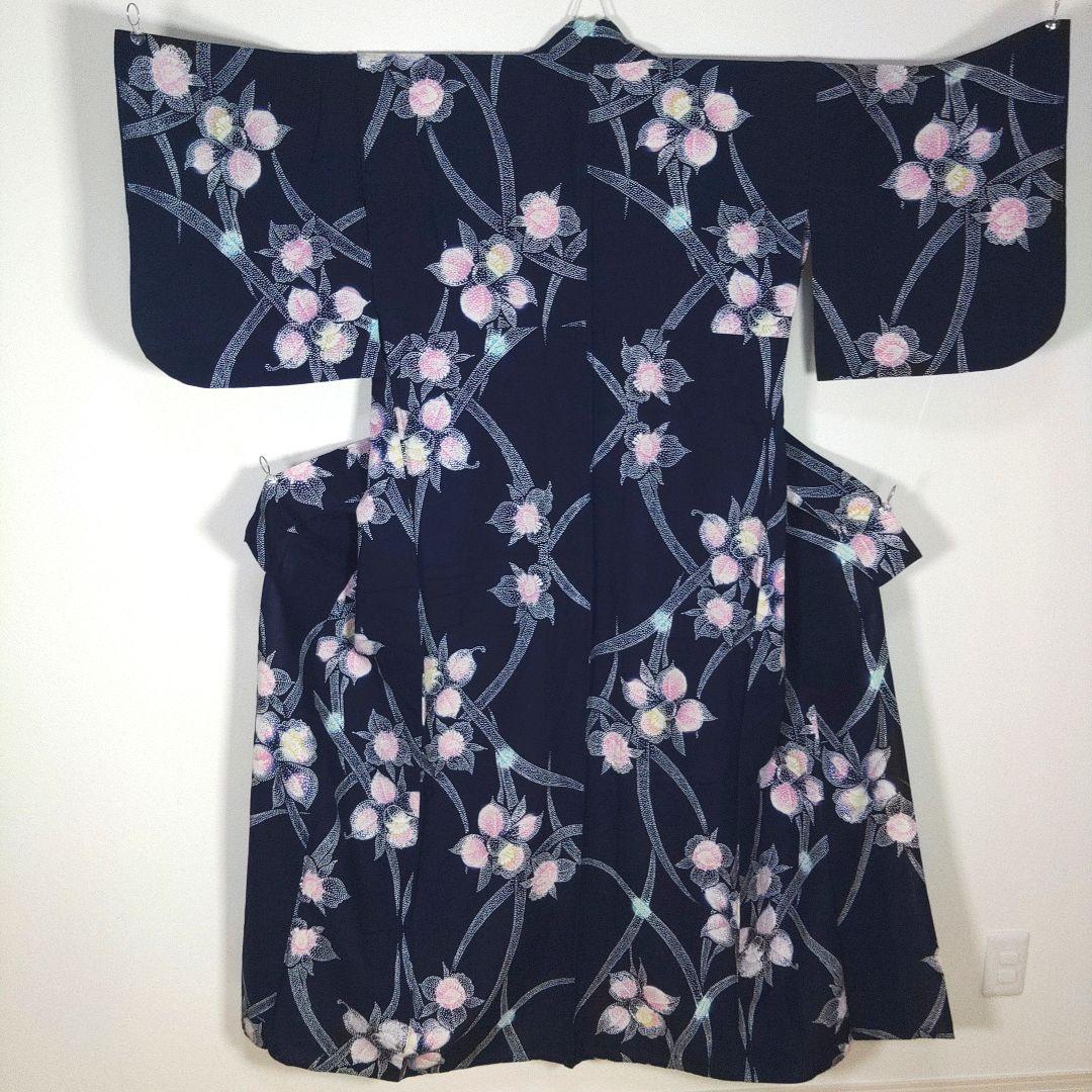 レトロ　浴衣セット　140cm　女の子　花柄　ピンク　兵児帯　新品　リボン