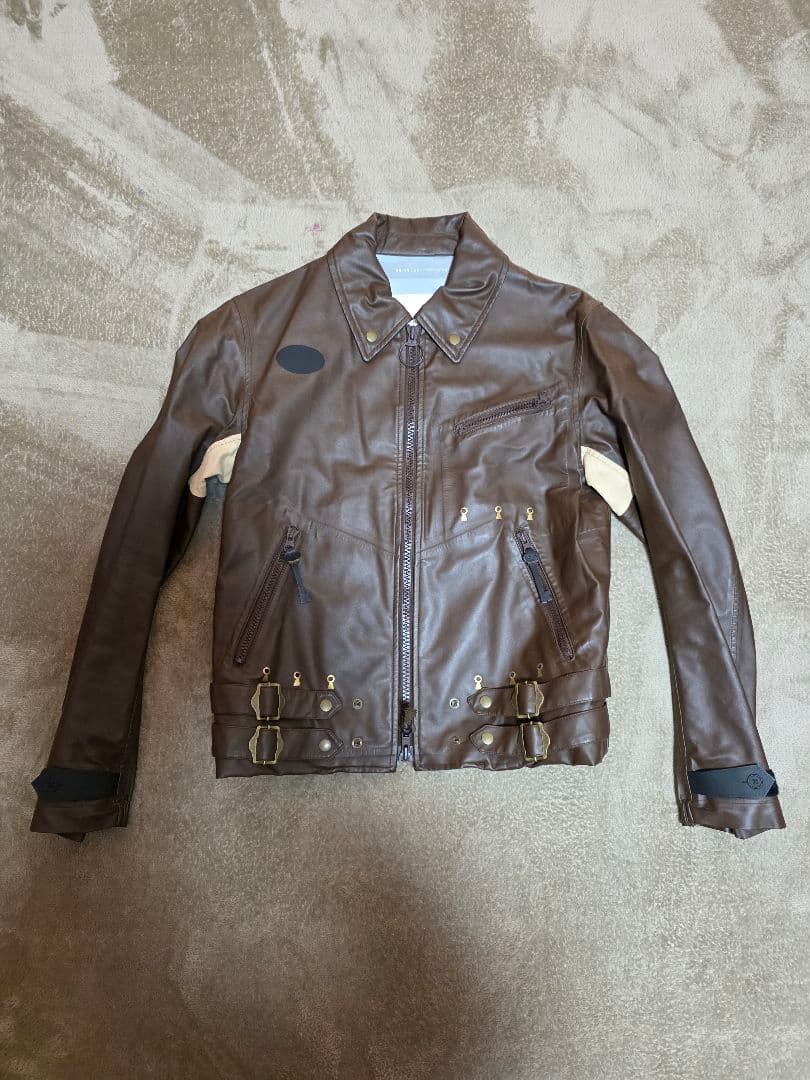 ブラウンレザーライダースジャケット