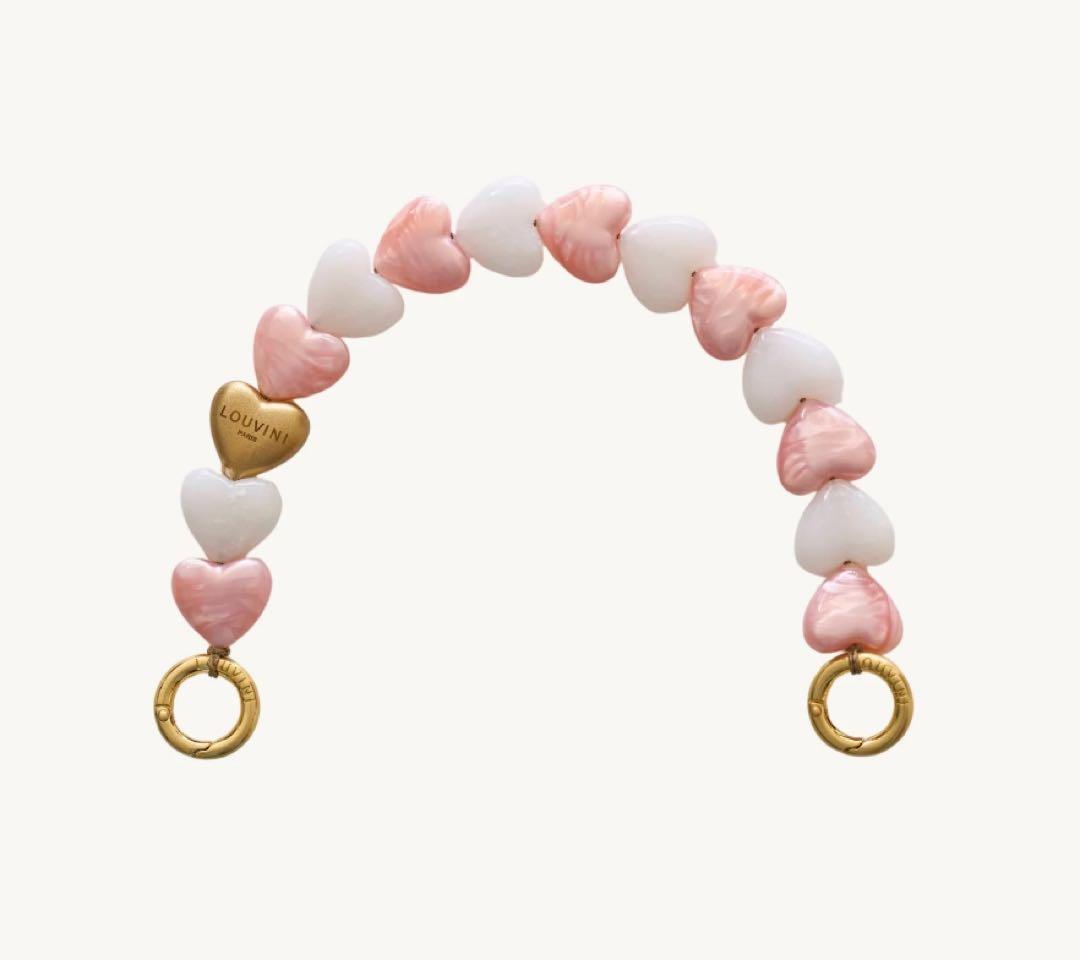 LOUVINIハンドストラップ　PETIT CUORE　PINK-WHITE