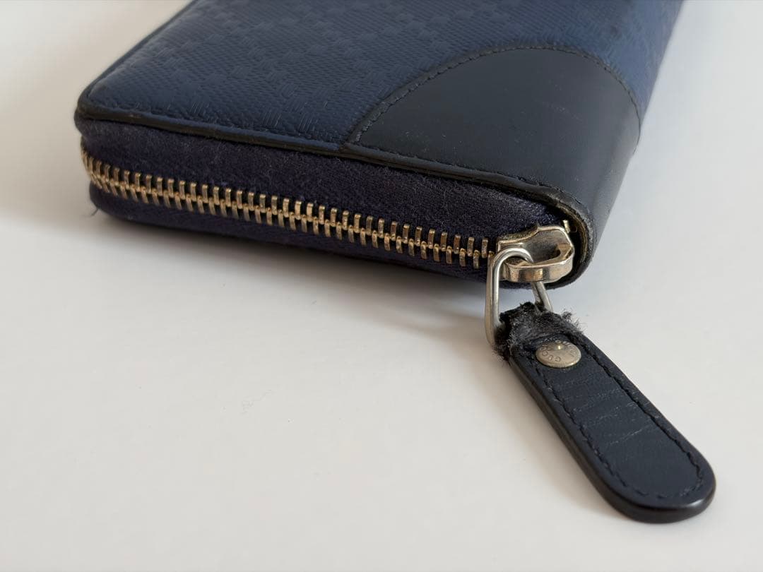 GUCCI グッチ ディアマンテ ラウンドファスナー 長財布 ネイビーブルー