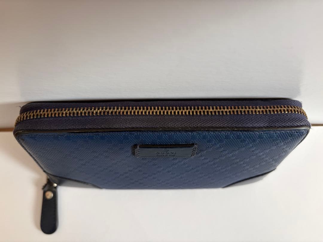 GUCCI グッチ ディアマンテ ラウンドファスナー 長財布 ネイビーブルー