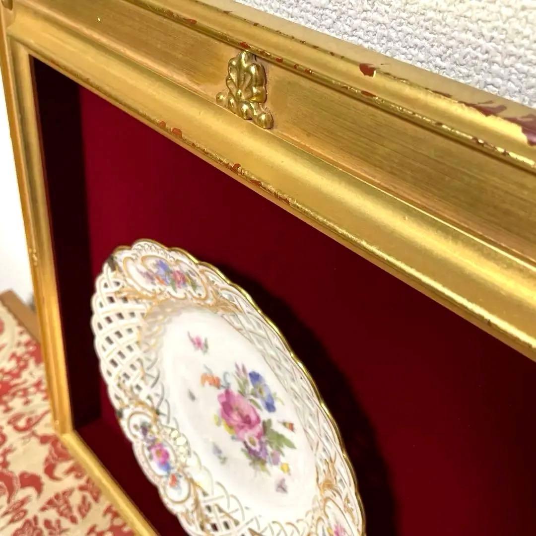 ＊額装済み飾り皿・1820年-1924年・額４０cm・皿２０cm・Meissen