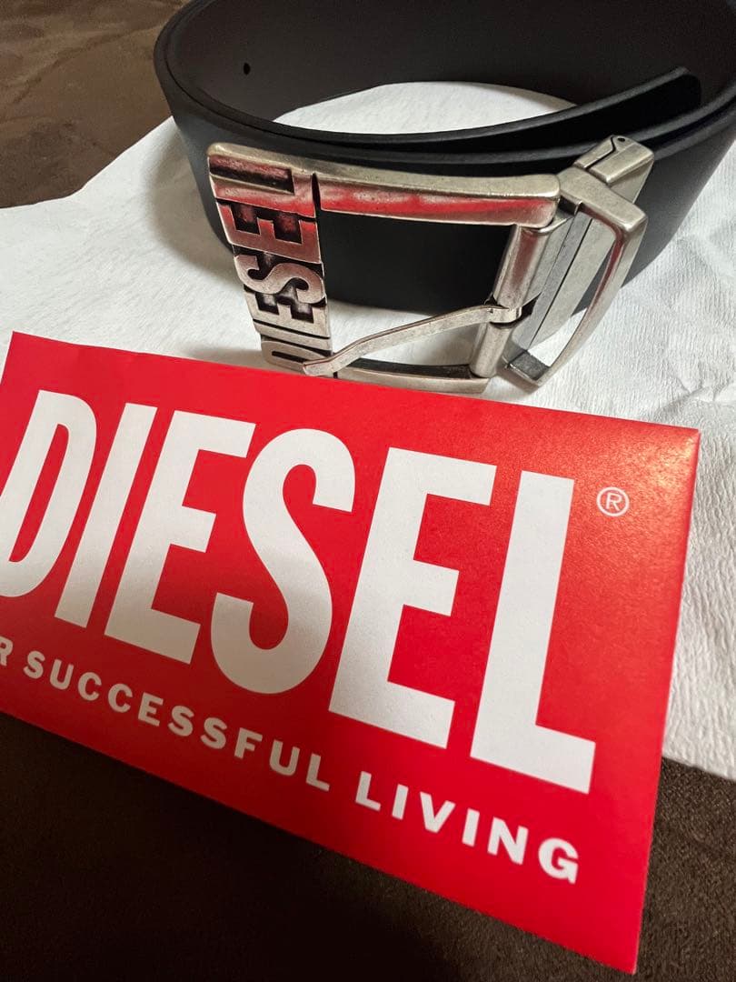 DIESEL 黒 合成皮革 ベルト　リバーシブル