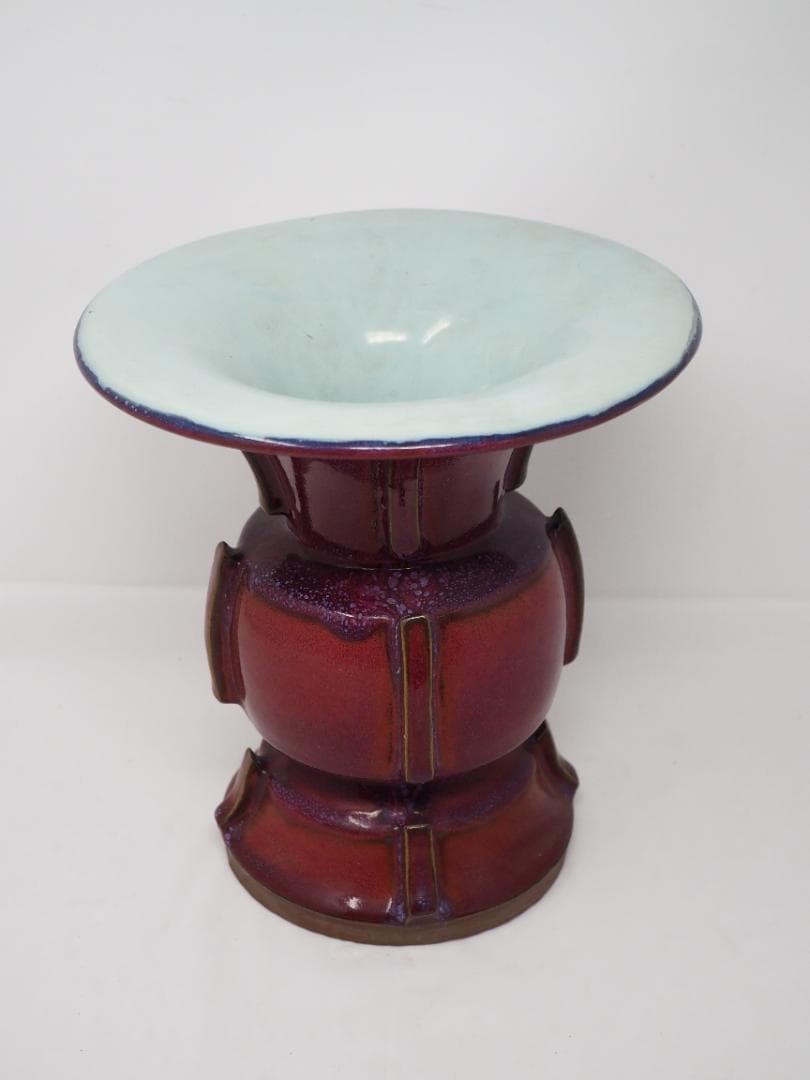 薔薇紅紫釉出戟尊花瓶　中国　宋　-SO