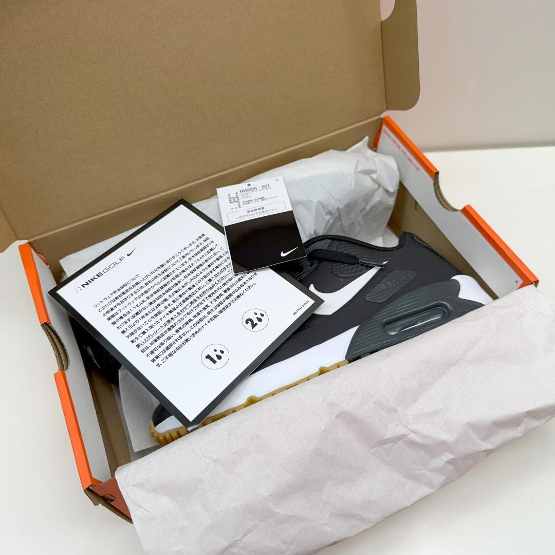 【美品】ナイキ エアマックス90 ゴルフ \"ブラック／ホワイト\"