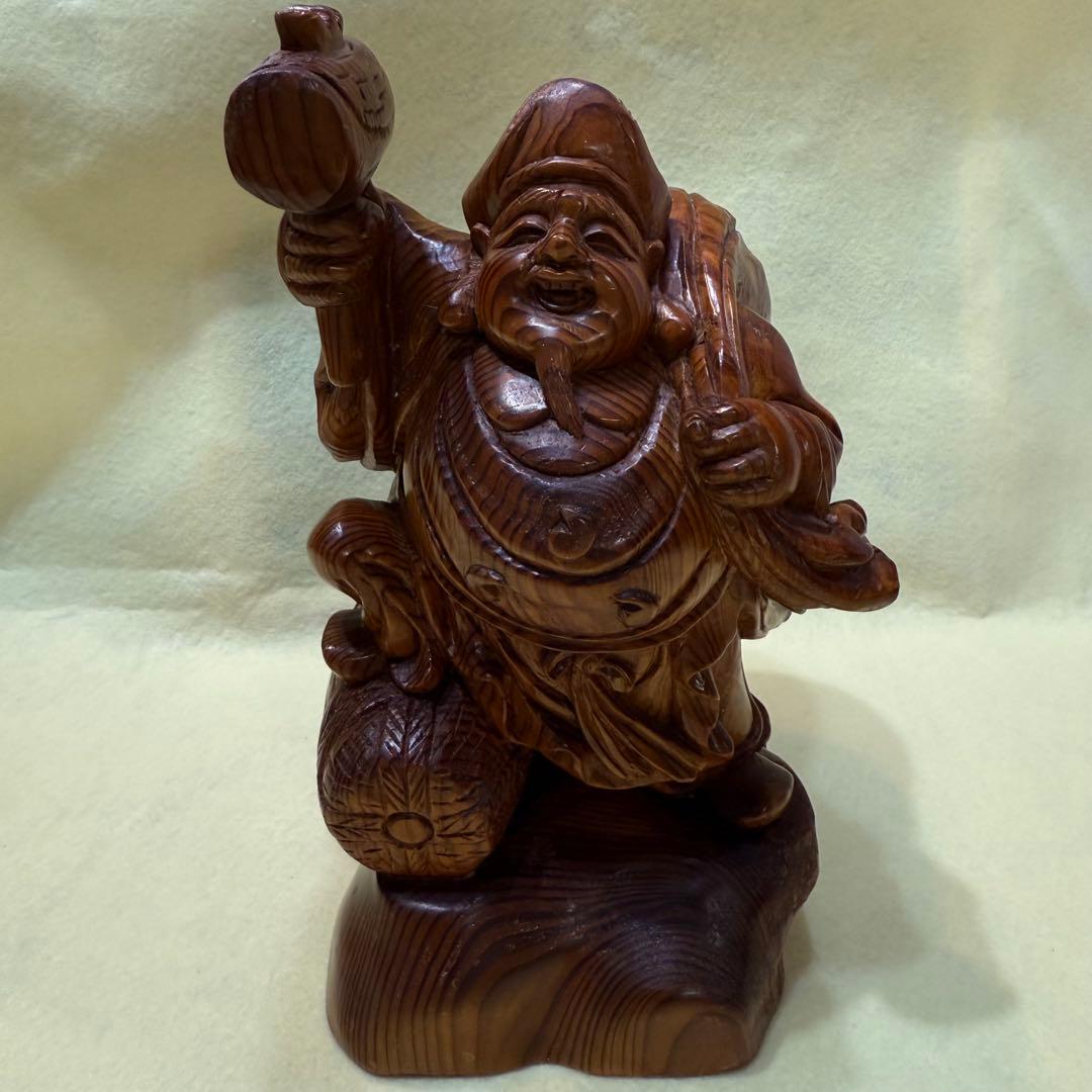 大黒天 恵比寿天 木彫り 神像 七福神 置物 開運 工芸品 福の神像