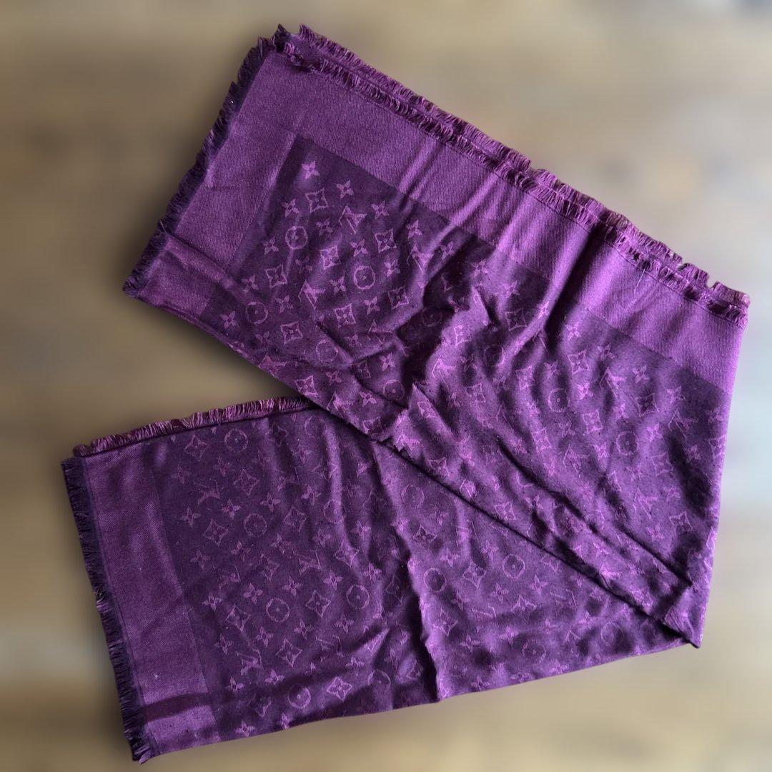 ルイヴィトン モノグラム 大判ストール シルク／ウール フランス製