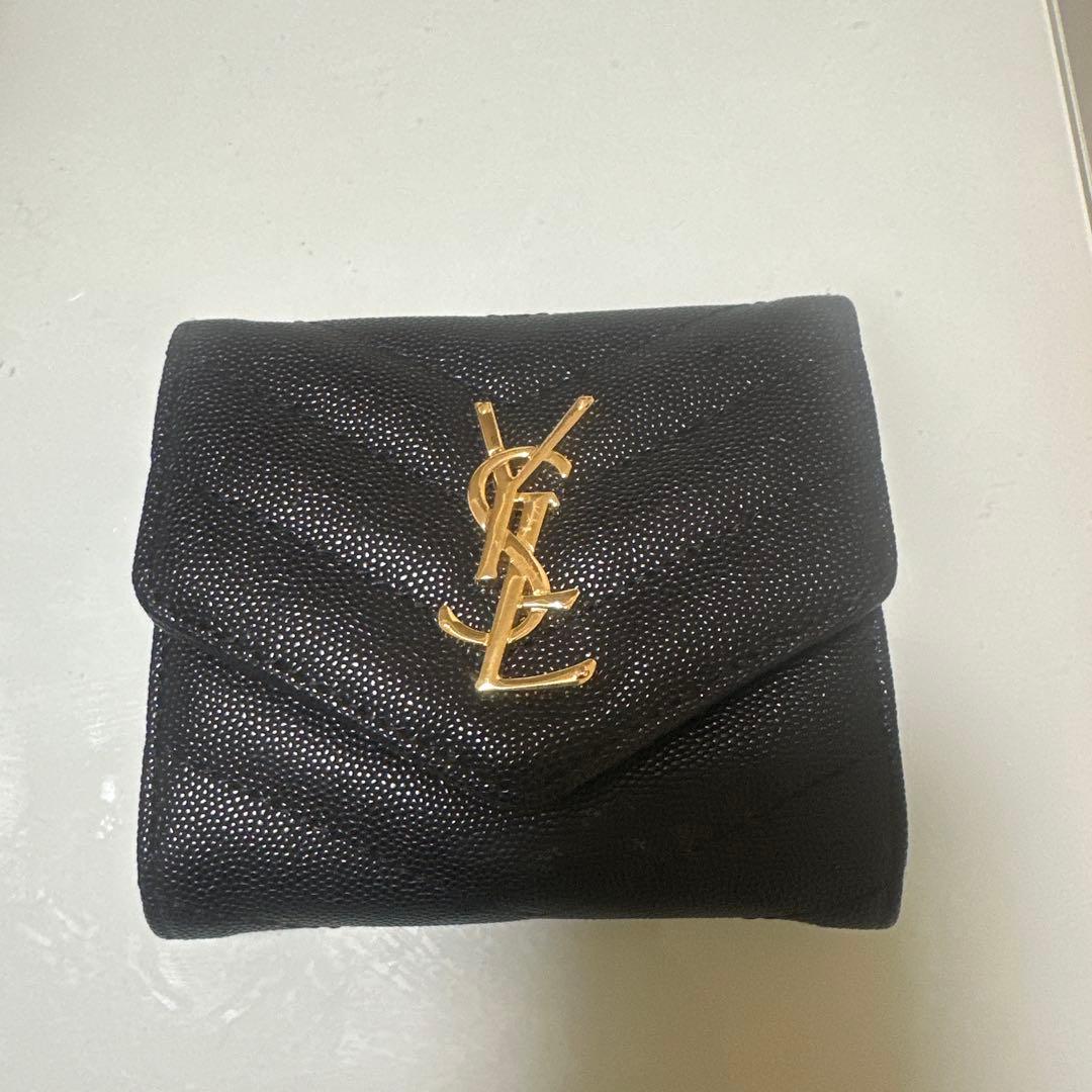 YSL 二つ折り財布 黒