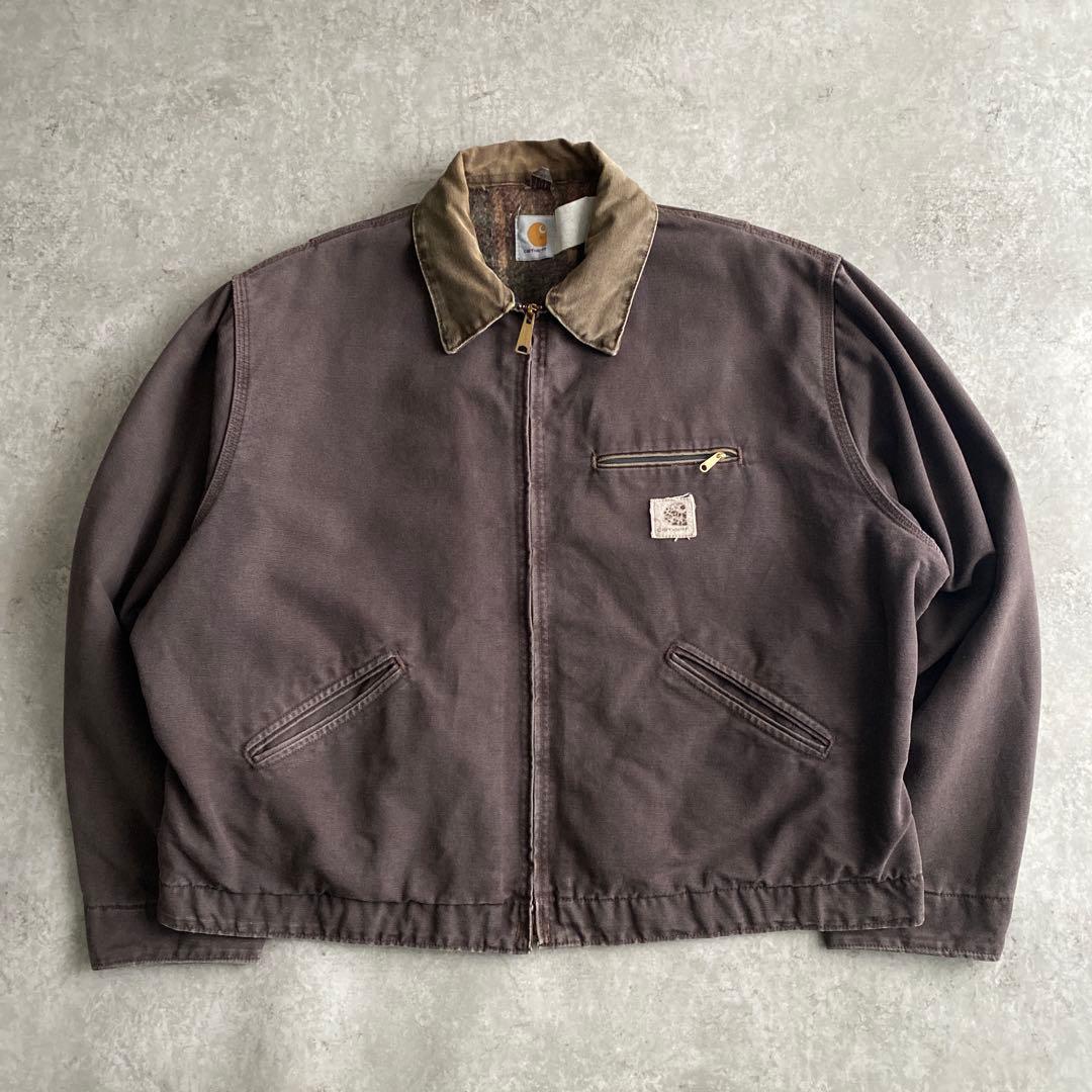 激レア90sカーハートJB0873デトロイトジャケットUSA製モカパープル