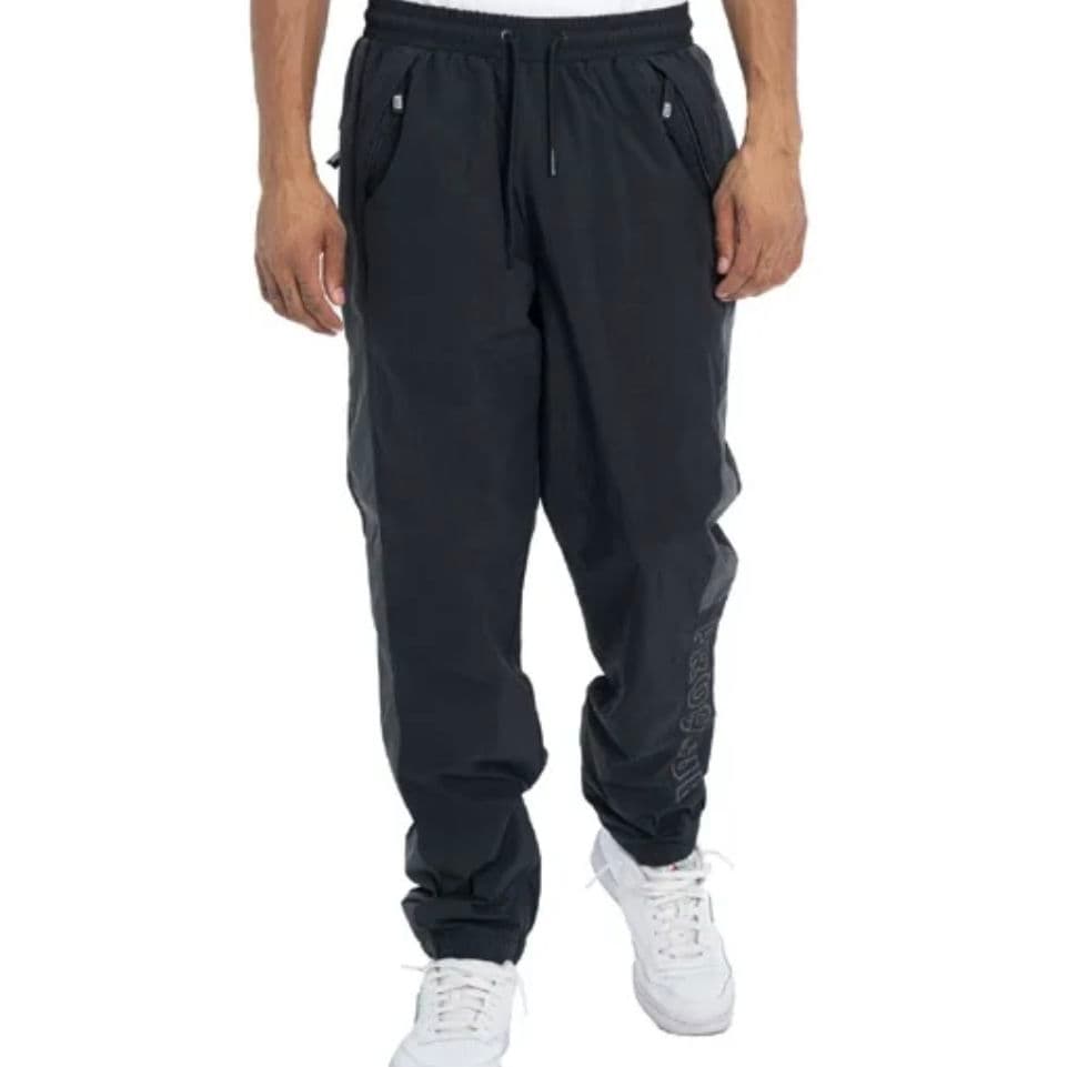 【L】PRO CLUB プロクラブ ウインドブレーカーパンツ 撥水プリント/黒