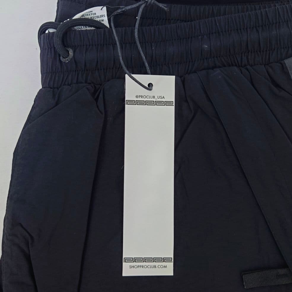 【L】PRO CLUB プロクラブ ウインドブレーカーパンツ 撥水プリント/黒