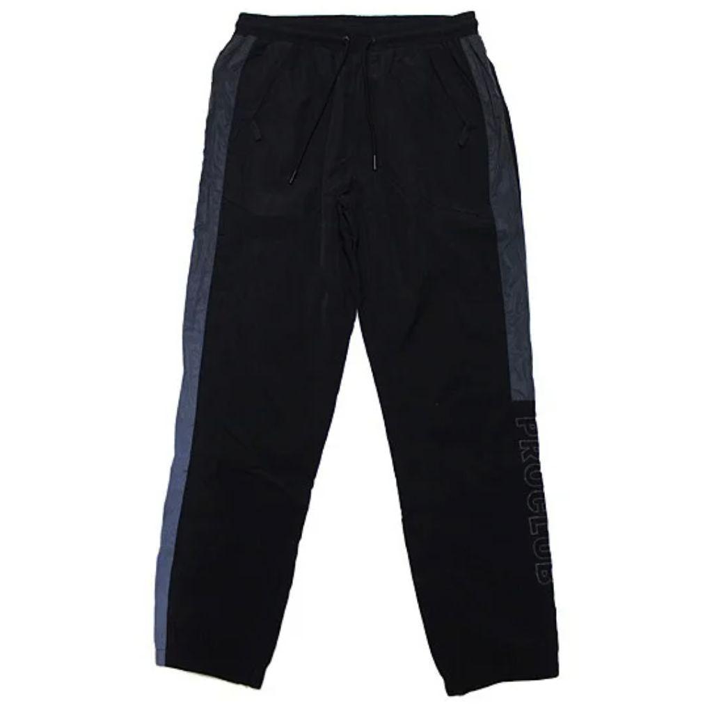 【L】PRO CLUB プロクラブ ウインドブレーカーパンツ 撥水プリント/黒