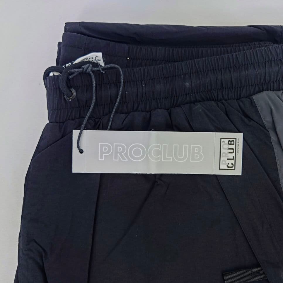 【L】PRO CLUB プロクラブ ウインドブレーカーパンツ 撥水プリント/黒