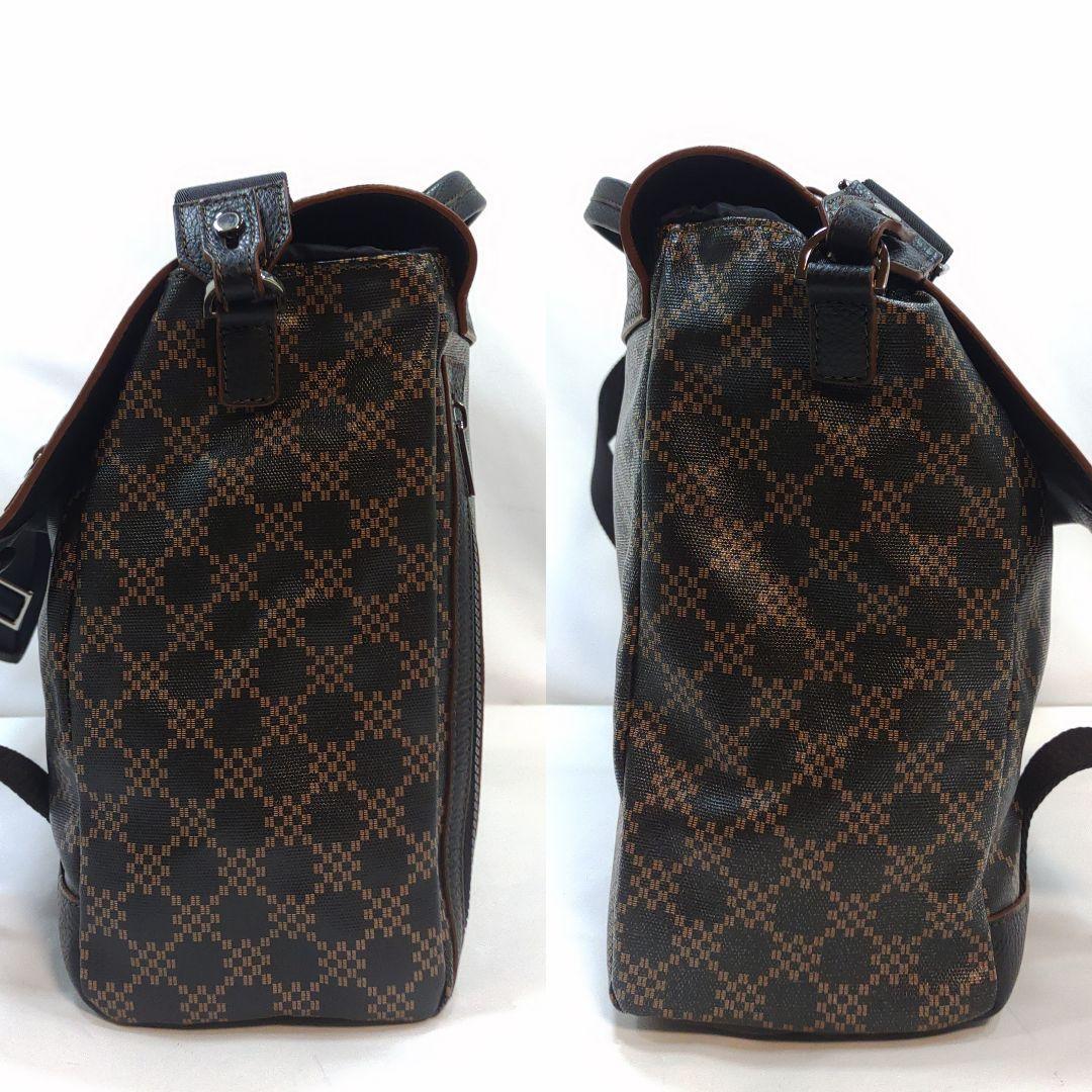 【極美品】フルラ メッセンジャーバッグ 2way レザー×PVC 総柄 黒