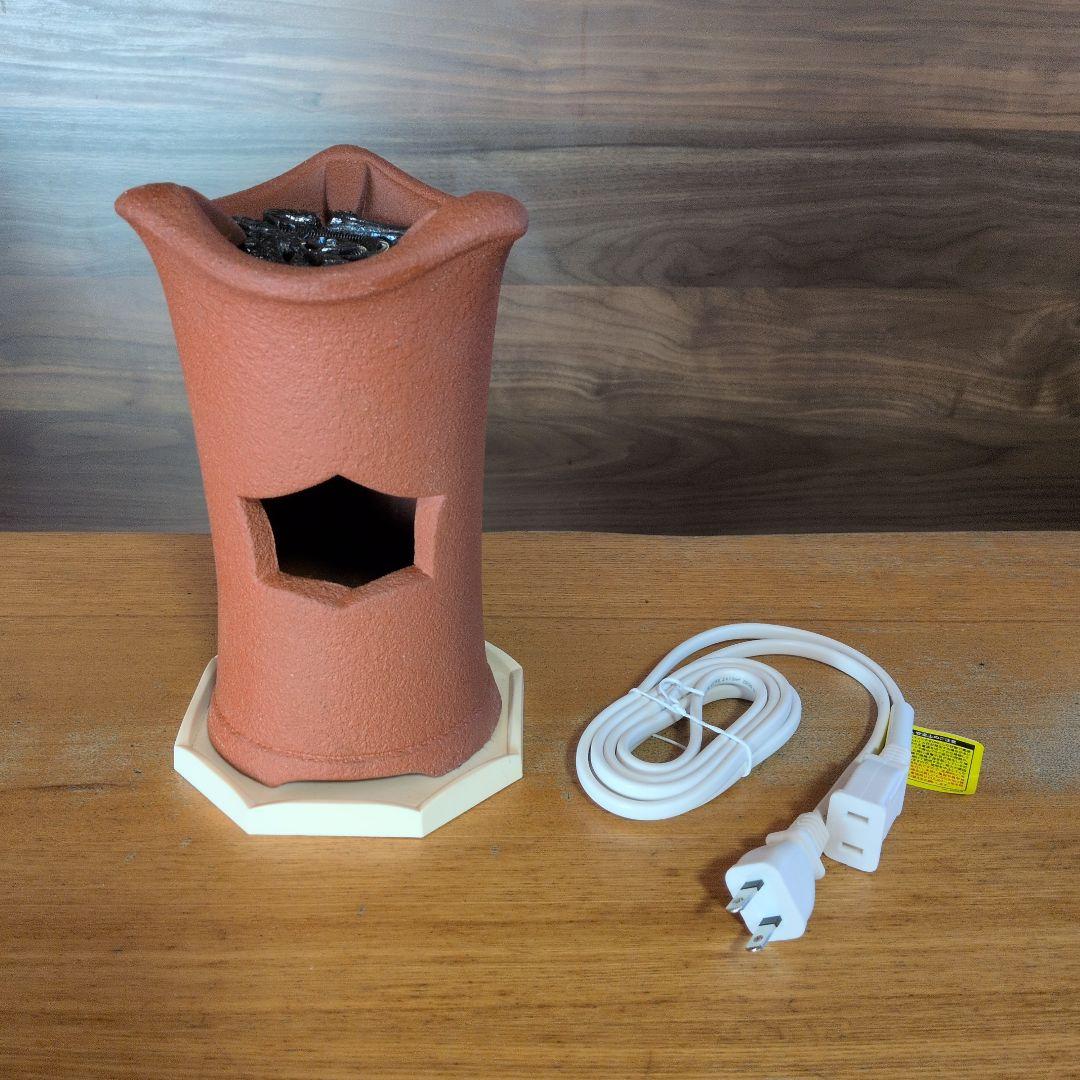 美品　朱泥 電気涼炉 煎茶風炉 電熱器 煎茶道具　茶道具　炭型 ヒーター