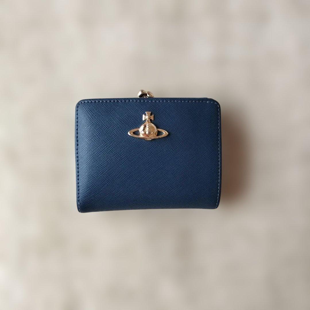 正規品 ヴィヴィアンウエストウッド オーブ 二つ折り財布 ネイビー 美品