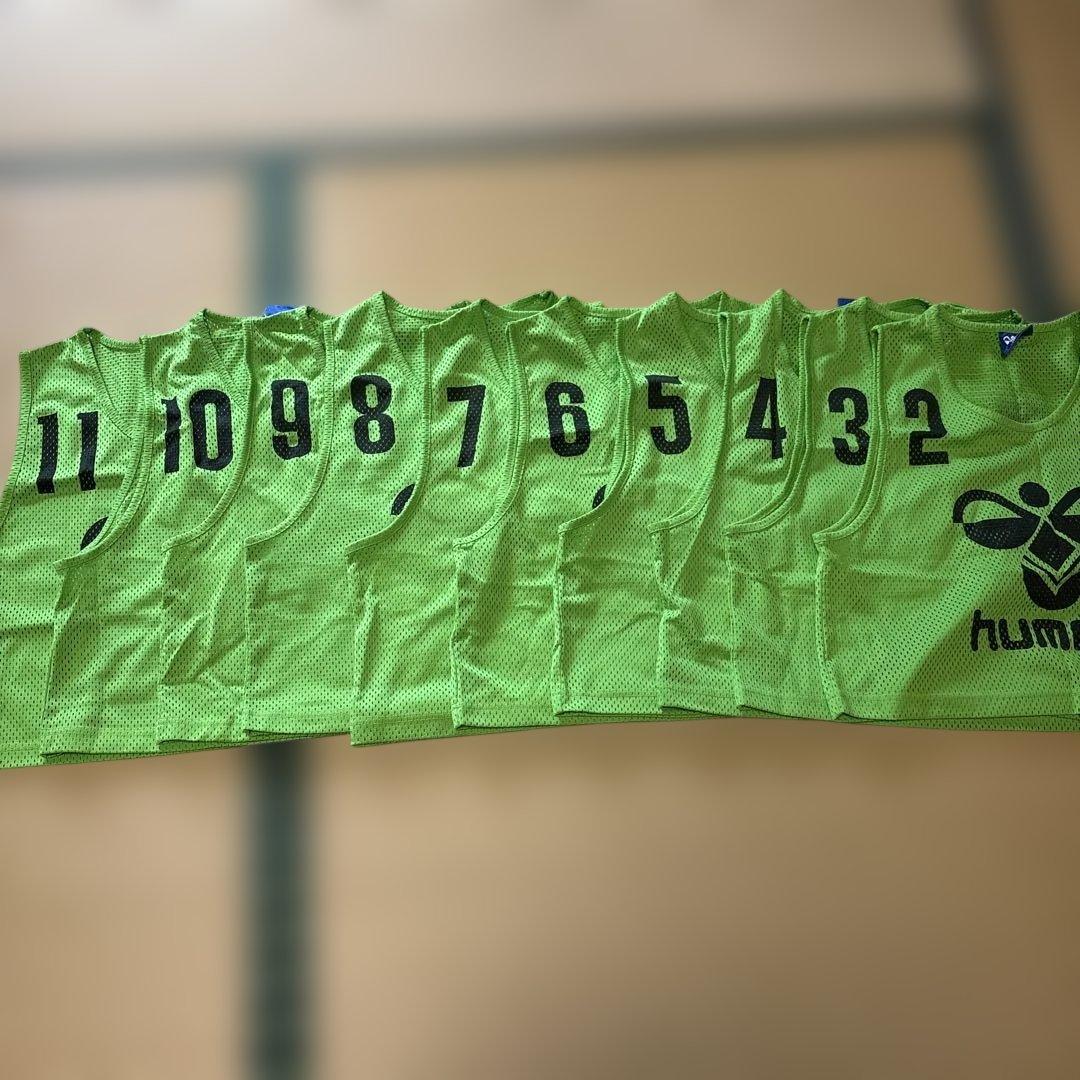 hummel 厚手メッシュビブス蛍光グリーン 2-11 ジュニア用