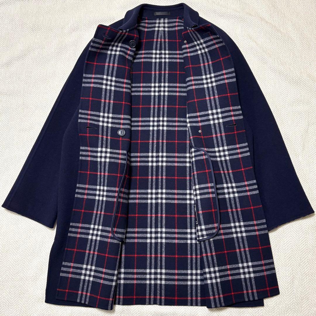 極美品 BURBERRY バーバリー 金ボタン カシミヤ混 ノバチェック コート